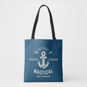 Bolso De Tela Logotipo retro náutico