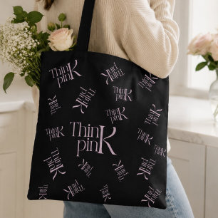 Bolso De Tela Logotipo tipográfico moderno y atrevido en rosa