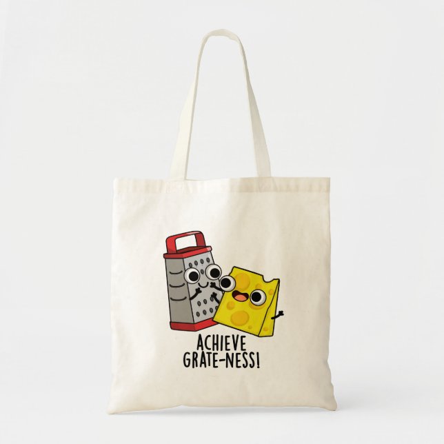 Bolso De Tela Lograr Grateness Funny Cheese Puns (Frente)