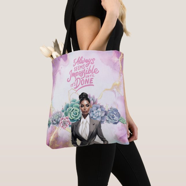 Bolso De Tela Logro Motivacional de Lady Boss (Detalle)