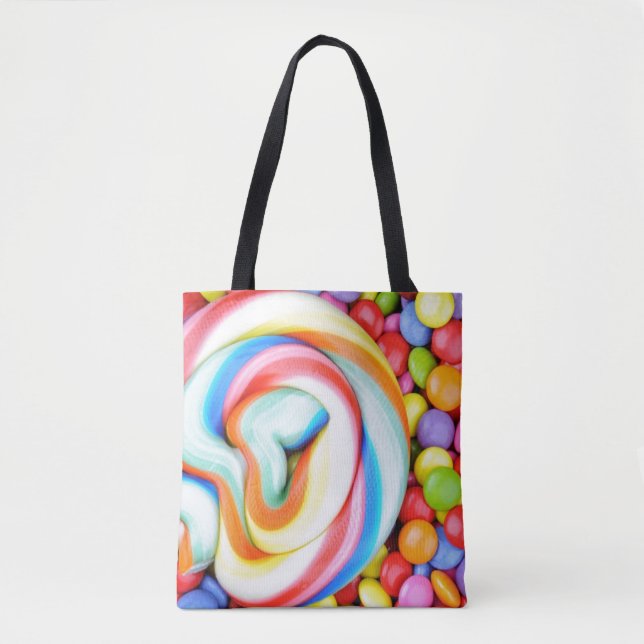 Bolso De Tela Lollipop rayado y sabelotodos multicolores (Anverso)