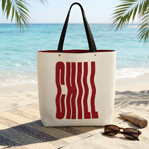 Bolso De Tela Lona estética roja ondulada retro groovy CHILL