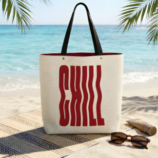 Bolso De Tela Lona estética roja ondulada retro groovy CHILL