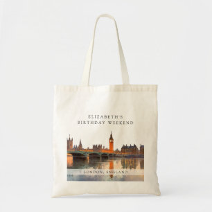 Bolso De Tela London Skyline Acuarela Cumpleaños Fin de Semana