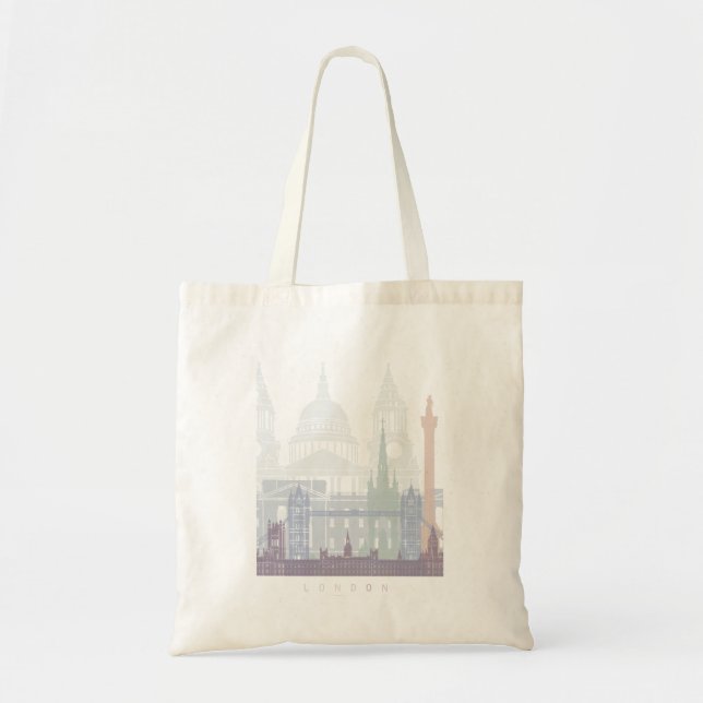 BOLSO DE TELA LONDON SKYLINE POSTER PASTEL (Frente)