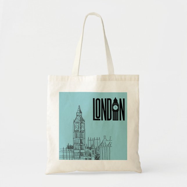 Bolso De Tela london vibes tote bag (cian) (Frente)