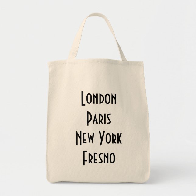 Bolso De Tela Londres París Nueva York Fresno (Frente)
