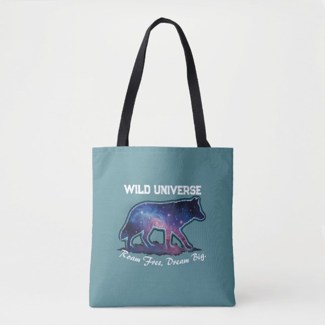 Bolso De Tela Lone Galaxy Wolf Silhouette (wild universe) (Anverso)