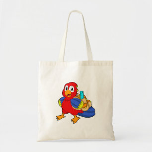 Bolso De Tela Loro como estudiante con mochila