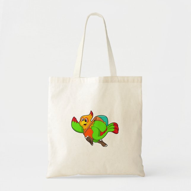Bolso De Tela Loro como excursionista con mochila (Frente)