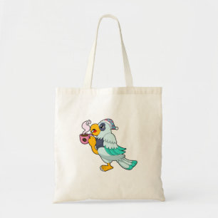 Bolso De Tela Loro con taza de café