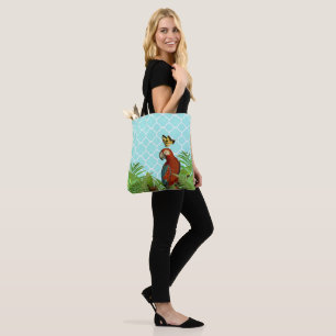Bolso De Tela Loro de cuarzo y mariposa turquesa