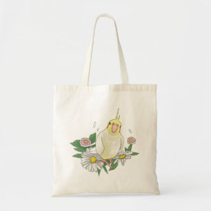 Bolso De Tela Loro Nacarado Floral Adorable