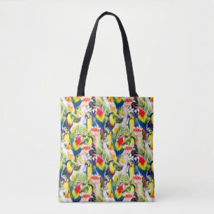 Bolso De Tela Loros y hojas de palma