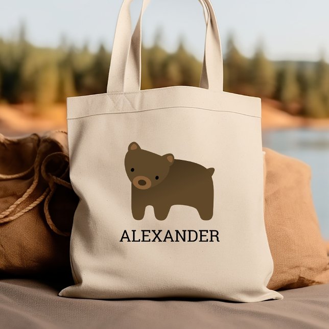 Bolso De Tela Los adorables niños de oso marrón personalizado (Subido por el creador)