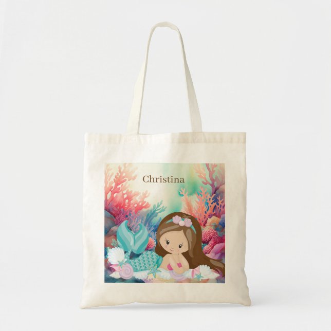 Bolso De Tela los amantes de las sirenas de playa lindas añaden  (Frente)