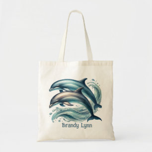 Bolso De Tela Los amantes de los delfines pequeños añaden nombre