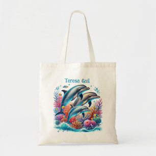 Bolso De Tela Los amantes de los delfines pequeños añaden nombre