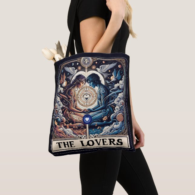Bolso De Tela Los AMANTES Tarot Celestiales Hombres y Mujeres Ho (Detalle)
