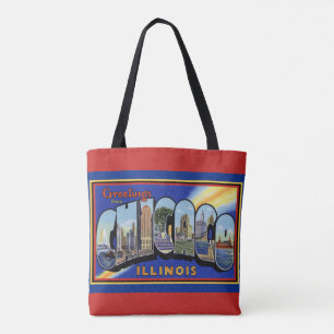Bolso De Tela Los años 40 " saludos del vintage de Chicago "
