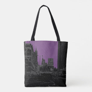 Bolso De Tela Los brillantes bordes negros de la avenida Michiga
