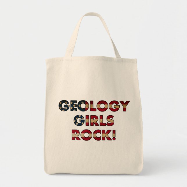 Bolso De Tela ¡Los Chicas de geología rockean! (Bandera de Estad (Frente)