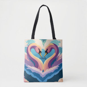 Bolso De Tela Los Cisnes Enamorados