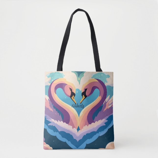 Bolso De Tela Los Cisnes Enamorados (Anverso)