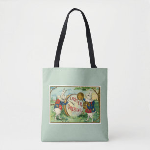 Bolso De Tela Los conejitos blancos de Pascua verde claro