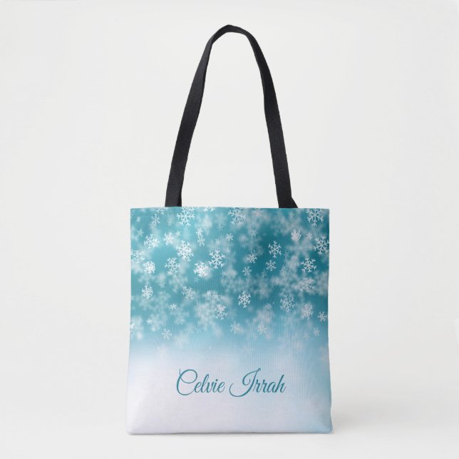 Bolso De Tela Los copos de nieve elegantes personalizaron la (Anverso)