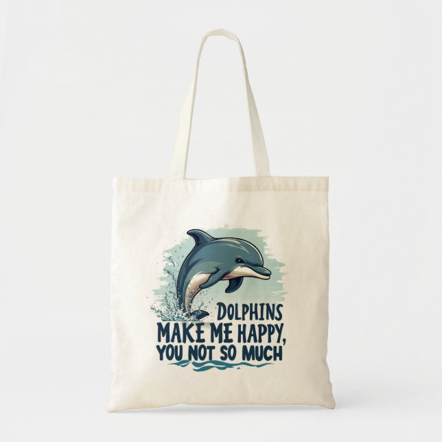 Bolso De Tela Los delfines me hacen feliz (Frente)