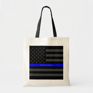 Bolso De Tela Los E.E.U.U. negros personalizados Blue Line finos