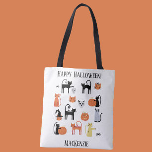 Bolso De Tela Los gatos de Halloween tienen miedo de ser persona