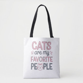Bolso De Tela "Los Gatos Son Mi Gente Favorita" Gata Divertida M