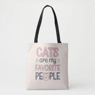 Bolso De Tela "Los Gatos Son Mi Gente Favorita" Gata Divertida M