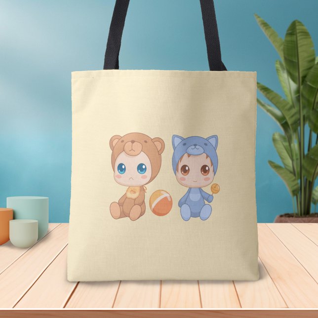 Bolso De Tela Los gemelos bebes llevan traje de gato encolerizad (Subido por el creador)