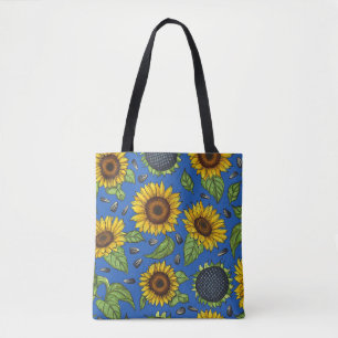 Bolso De Tela Los girasoles amarillos de Ucrania en el Tote azul