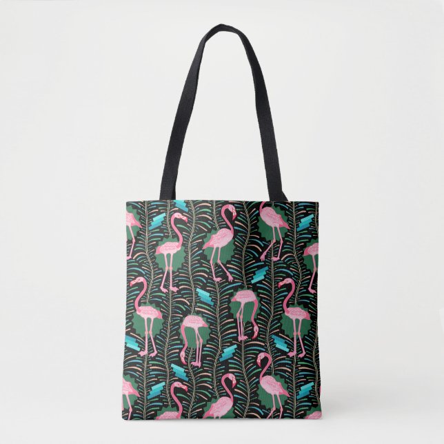 Bolso De Tela Los helechos de los pájaros 20s Deco del flamenco (Anverso)