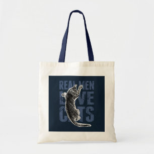 Bolso De Tela Los hombres reales aman gatos de acero azul