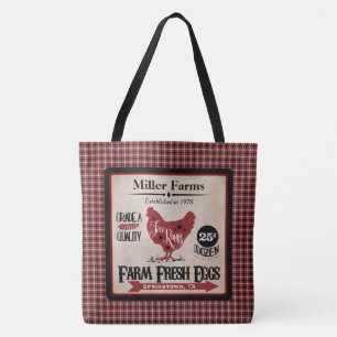 Bolso De Tela Los huevos frescos de la granja personalizaron el