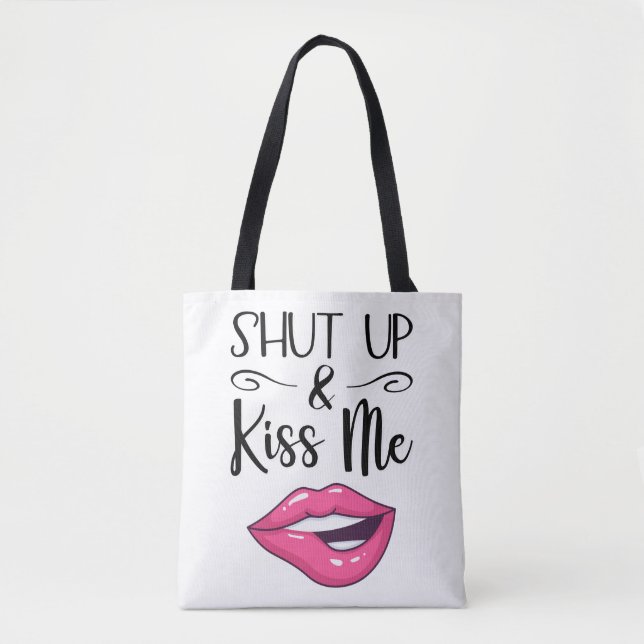Bolso De Tela Los labios del personalizado Magenta Cállate y bés (Anverso)