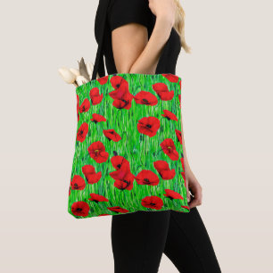Bolso De Tela Los lapachos rojos en un campo verde