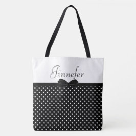Bolso De Tela Los lunares negros con Papillon personalizaron