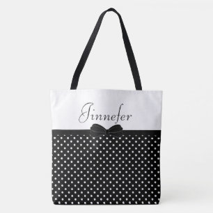 Bolso De Tela Los lunares negros con Papillon personalizaron