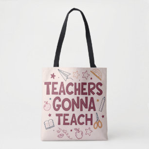 Bolso De Tela Los maestros van a enseñar Profesor rosa lindo