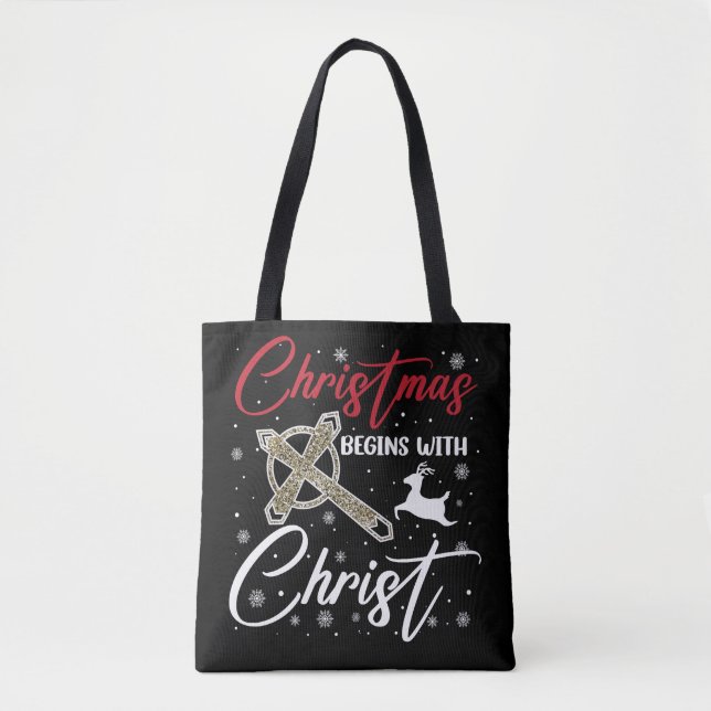 Bolso De Tela Los navidades comienzan con Cristo Navidad Cristia (Anverso)