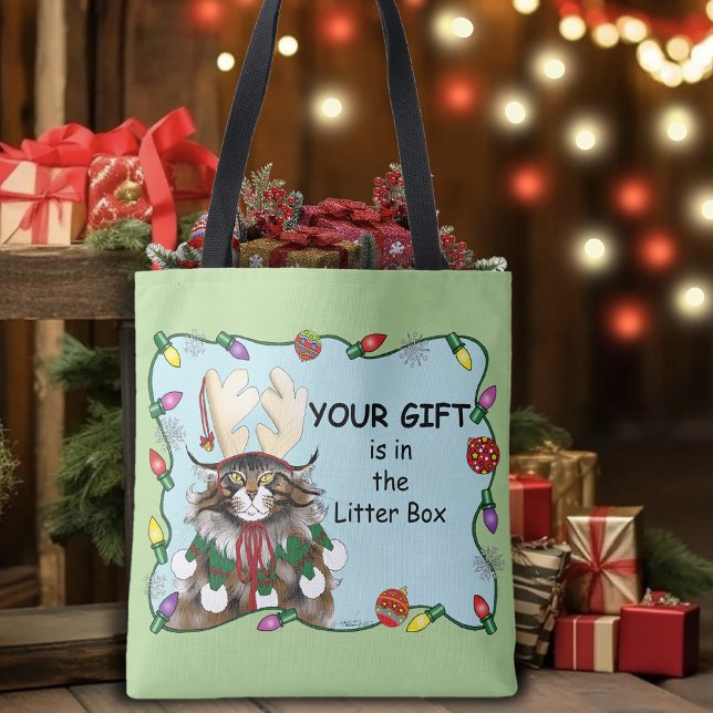 Bolso De Tela Los navidades le dan gracia al gato verde (Subido por el creador)