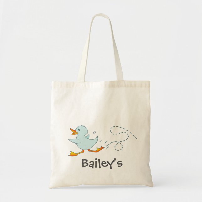 Bolso De Tela Los niños adorables biblioteca de pato azul o bols (Frente)