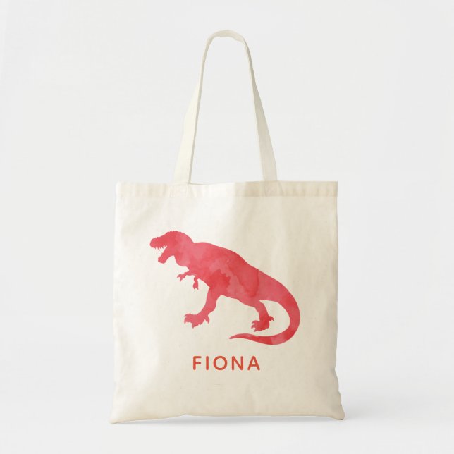 Bolso De Tela Los niños personalizaron el dinosaurio rojo T-Rex (Frente)