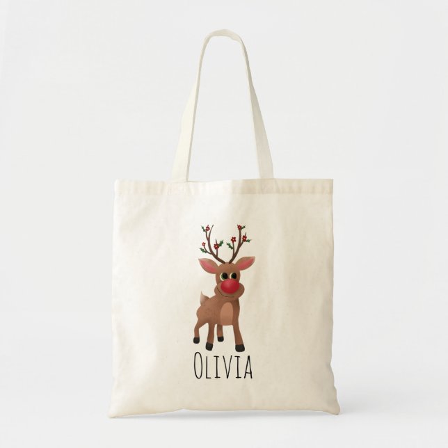 Bolso De Tela Los niños se aburren de los Navidades Rudolph, ren (Frente)